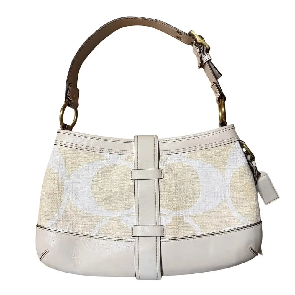 Vintage Coach Cream Legacy Flap Shoulder Bag